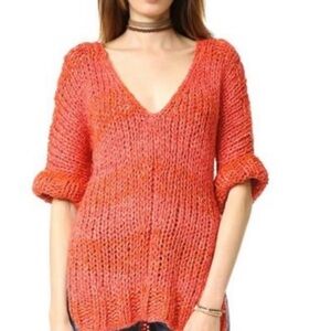 Cozy Free People Women's Chunky Knit Sweater - Red